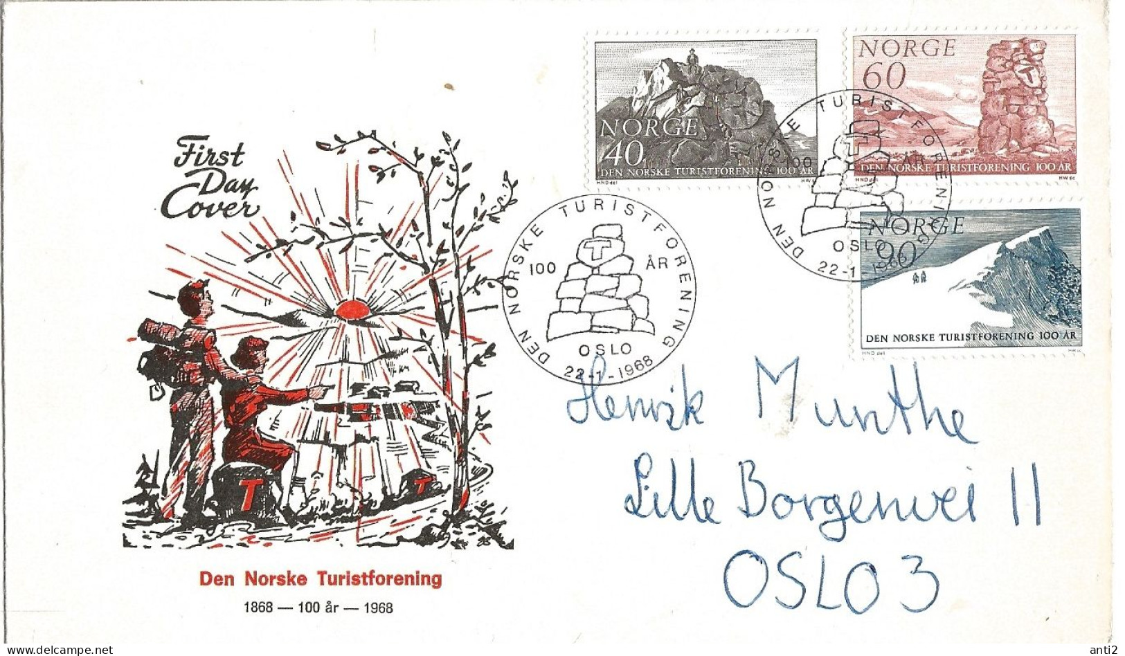 Norway 1968 Centenary Of The Tourist Association MI  561 - 563 FDC - Storia Postale