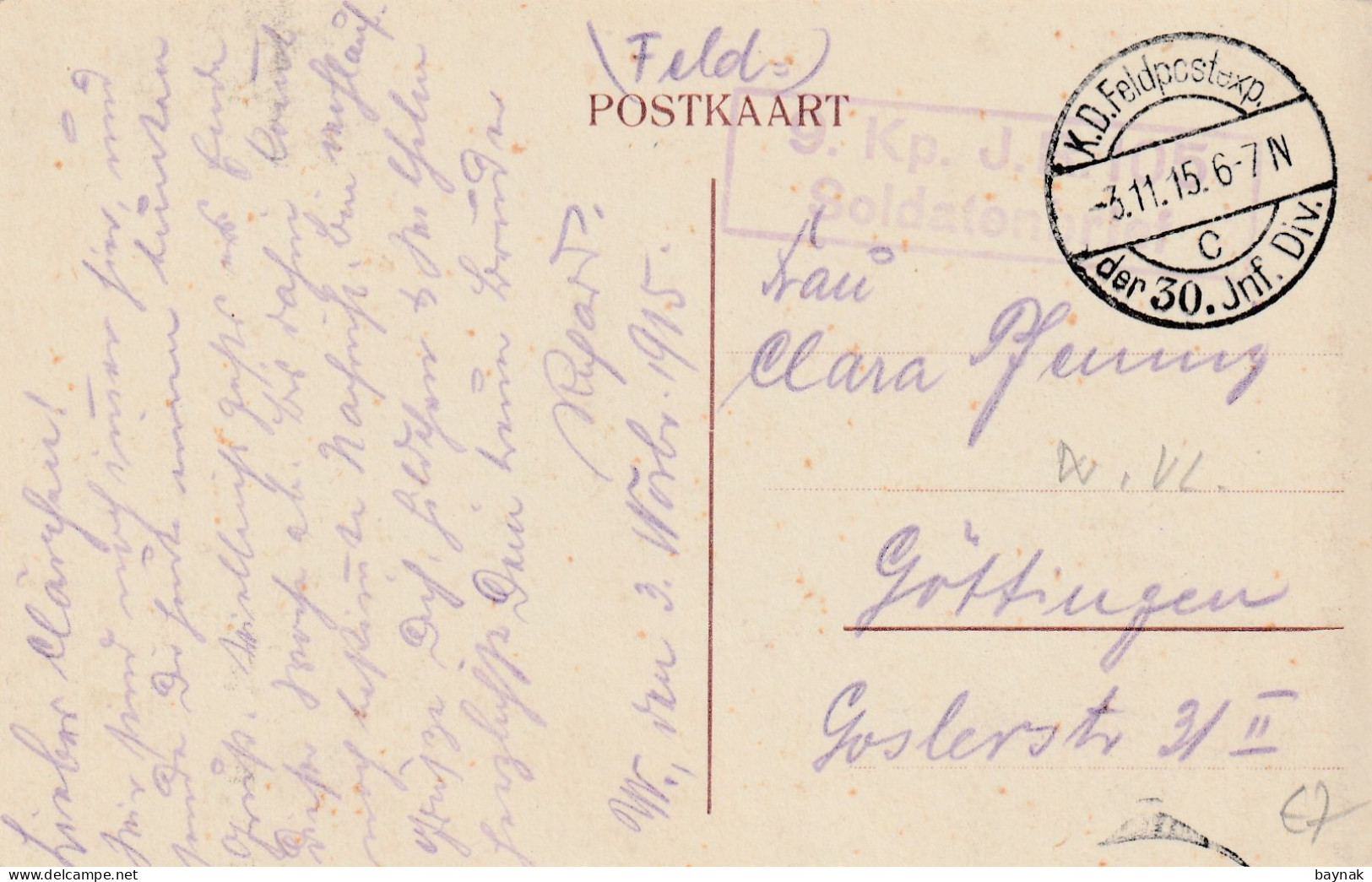 BELG230  --   WERVIK --  DEUTSCHE FELDPOST  --  1915 - Wervik