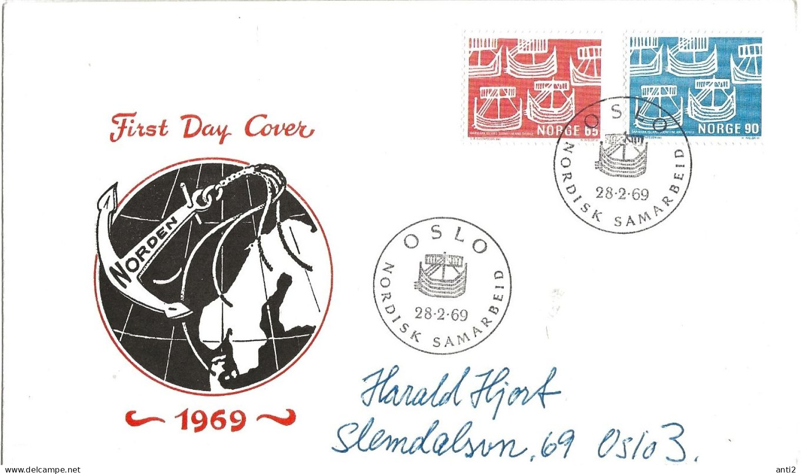 Norway 1969 Norden,  Centenary Of Cooperation Between Scandinavian Postal Administrations Mi 579-580 FDC - Cartas & Documentos