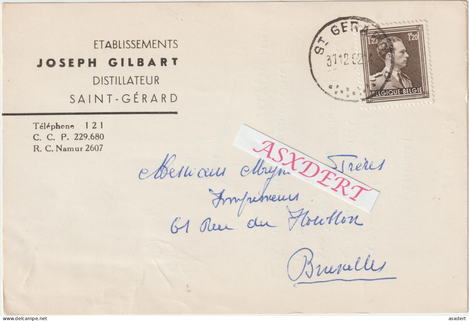 Distillateur Joseph GILBART - Saint-Gérard 1952 - 1950 - ...