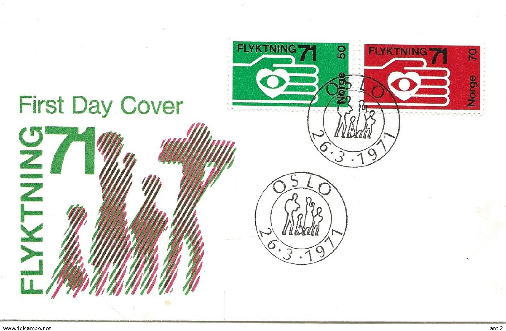 Norway Norge 1971 International Aid For Refugees.  Mi 623 - 624  FDC - Covers & Documents