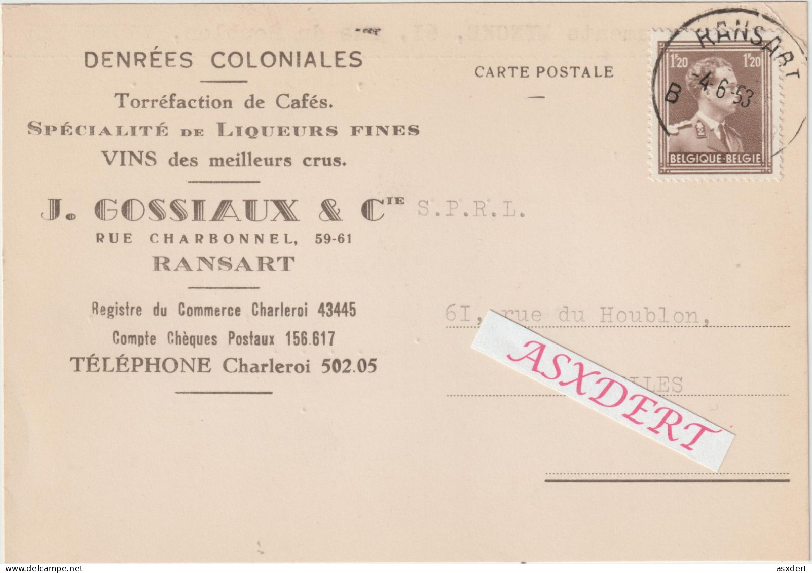 Ransart  - J. Gossiaux & Cie.  Liqueurs Fines - Vins - 1953 - 1950 - ...