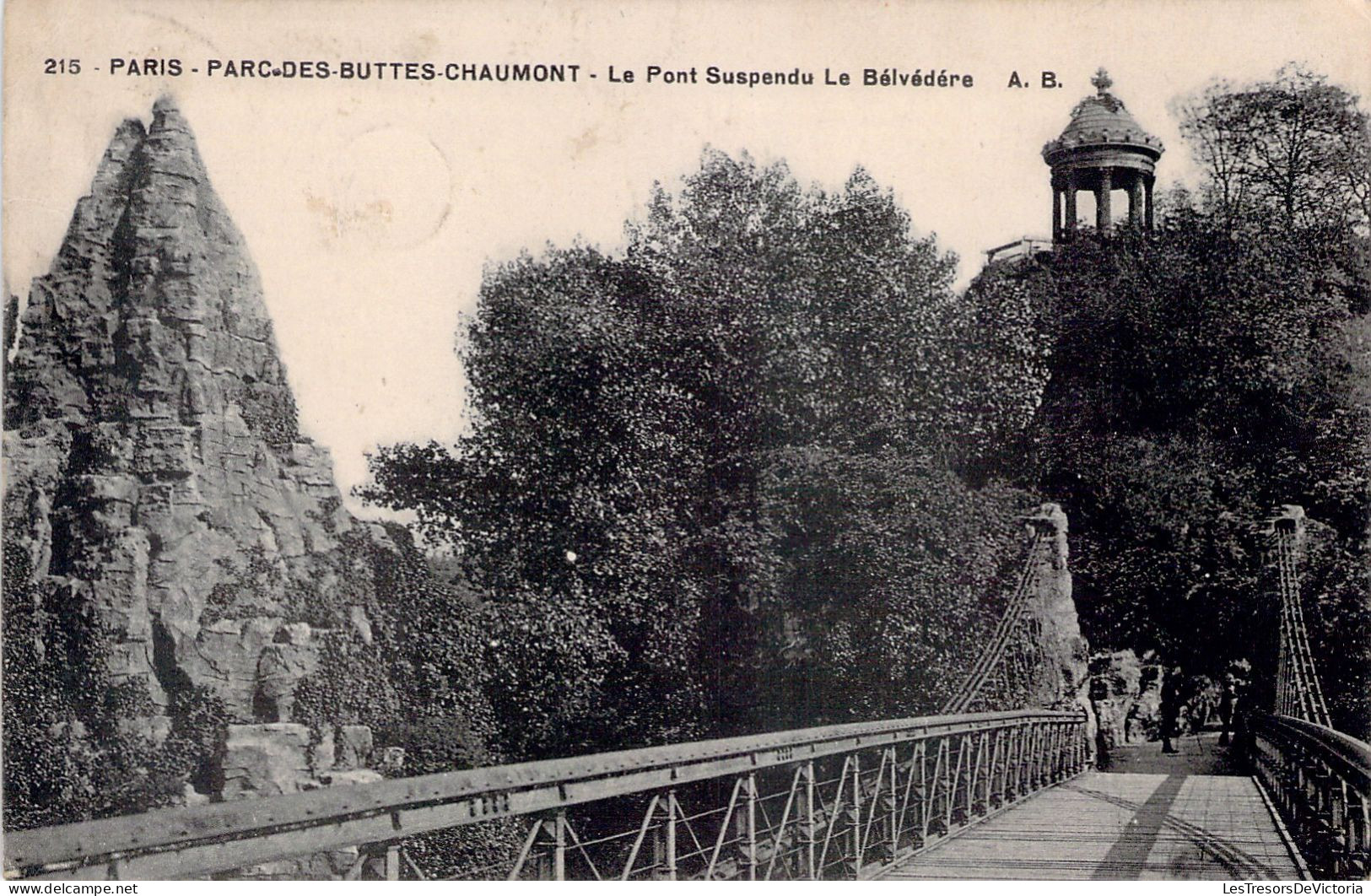 FRANCE - 75 - PARIS - Parc Des Buttes Chaumont - Le Pont Suspendu - Le Belvédére - Carte Postale Ancienne - Autres Monuments, édifices