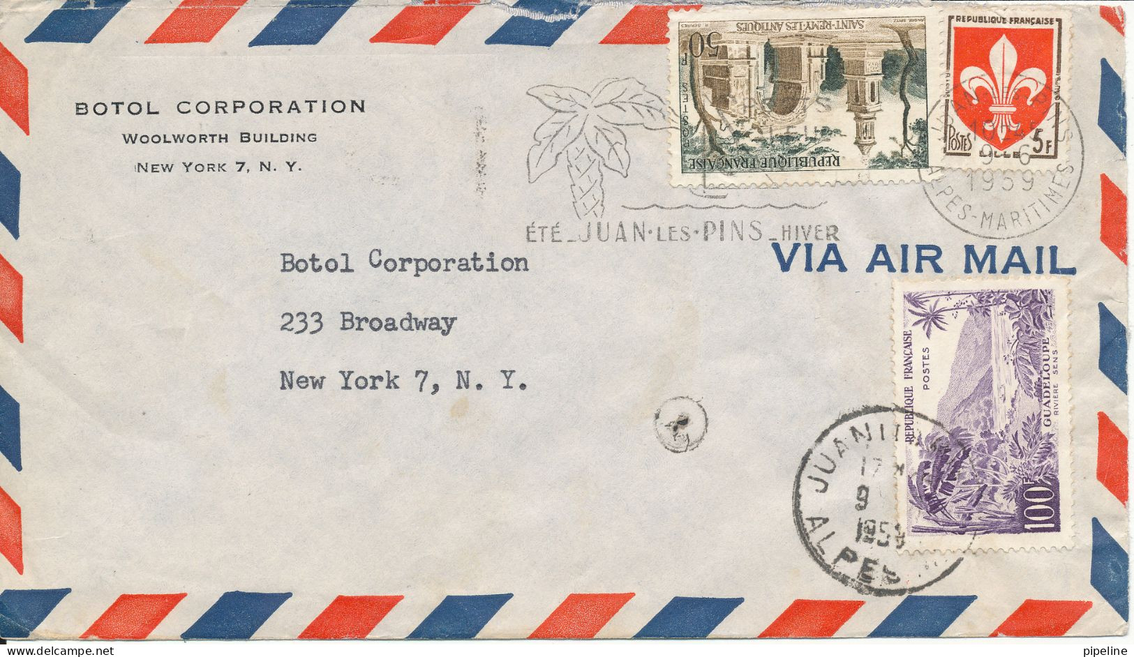 France Air Mail Cover Sent To USA 9-6-1959 - 1927-1959 Brieven & Documenten