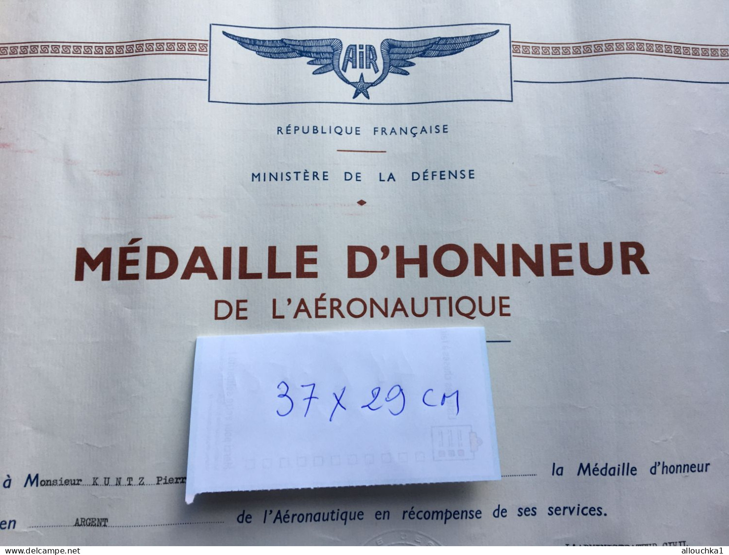 Médaille D'Honneur De L' Aéronautique Récompense Services-Ministère Défense(Yvon Bourges)Militaria Aviation-Aérien-Kuntz - Aviazione