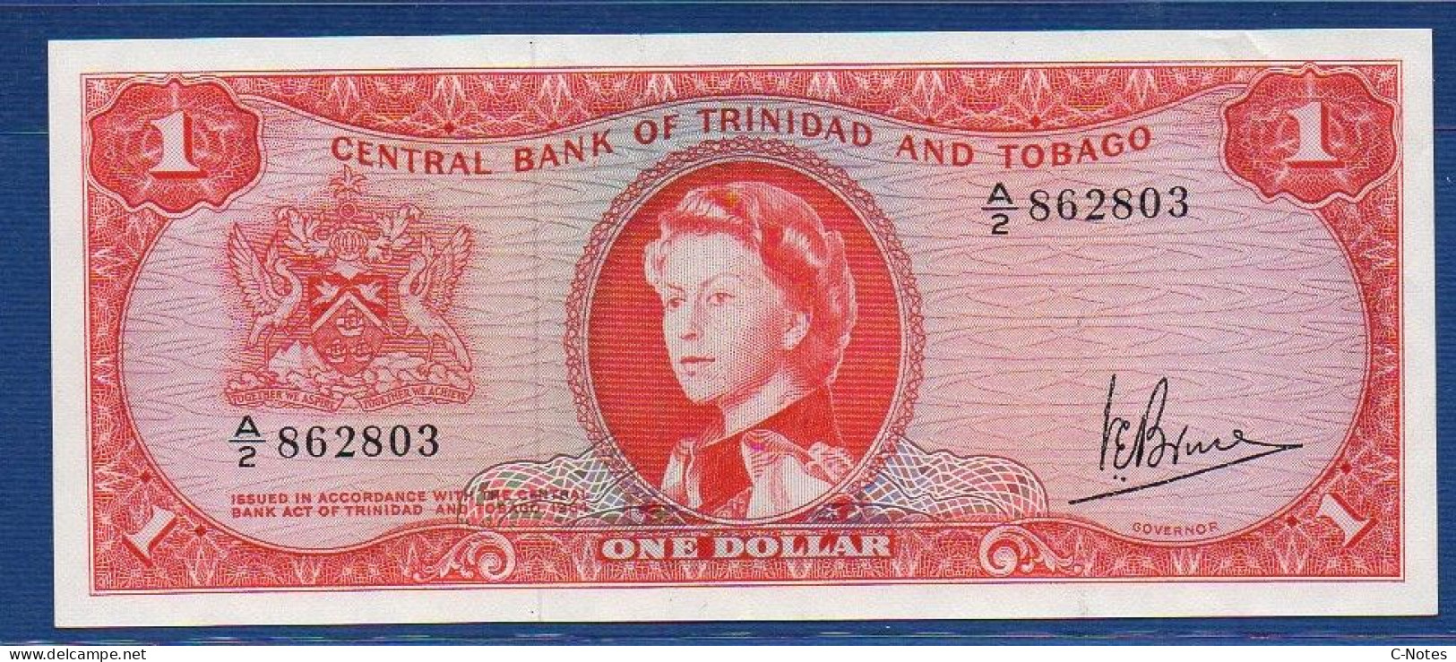 TRINIDAD & TOBAGO - P.26c – 1 Dollar L. 1964 "Elizabeth II" Issue XF, S/n A/2 862803 - Trinidad & Tobago