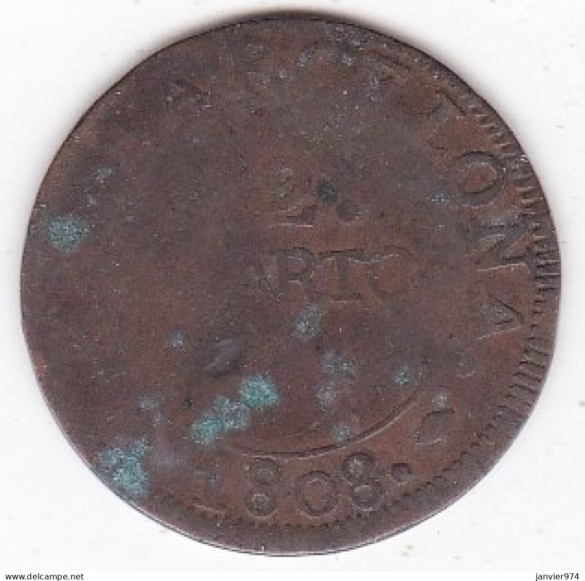 Catalogne,  2 Quartos 1808 Barcelone, Joseph Napoléon, En Cuivre , KM# 66 - Monedas Provinciales