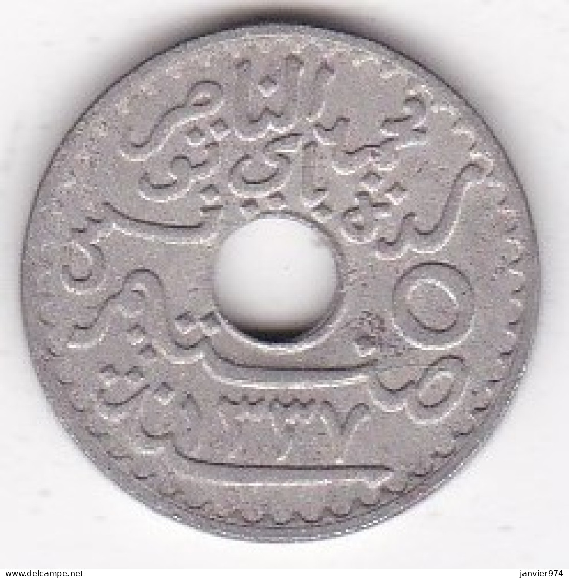 Protectorat Français 5 Centimes 1919 - AH 1338 , Cupro Nickel, Grand Module, Lec# 85 - Tunisie