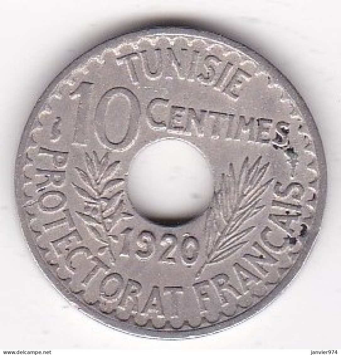 Protectorat Français 10 Centimes 1920 , Bronze Nickel, Lec# 110 - Tunesien