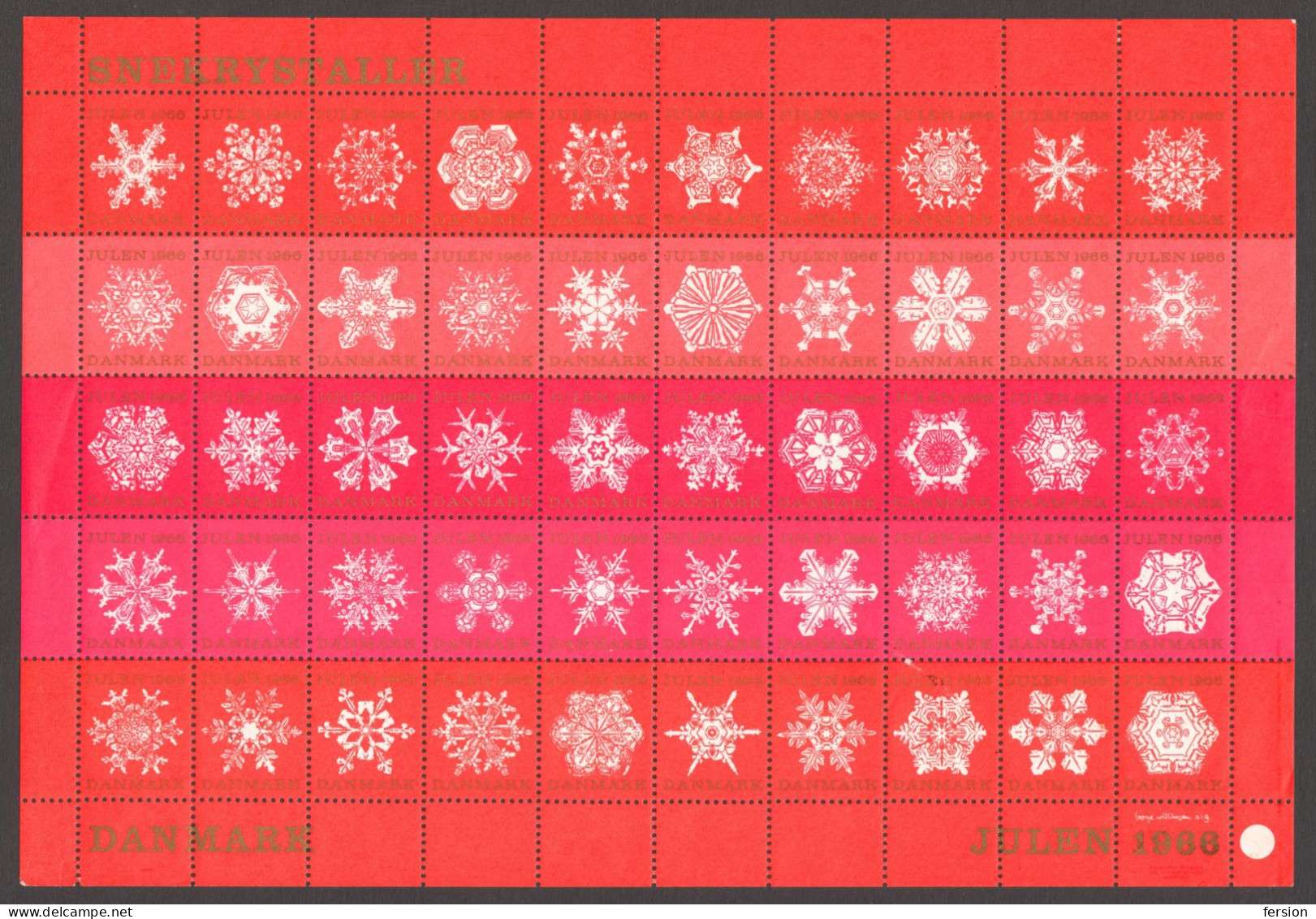 Snowflake Snow - Christmas - JUL - LABEL / CINDERELLA / VIGNETTE - 1966 Denmark Danmark - MNH Sheet - Andere & Zonder Classificatie