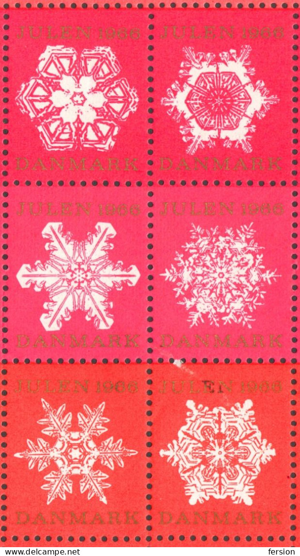 Snowflake Snow - Christmas - JUL - LABEL / CINDERELLA / VIGNETTE - 1966 Denmark Danmark - MNH Sheet - Autres & Non Classés