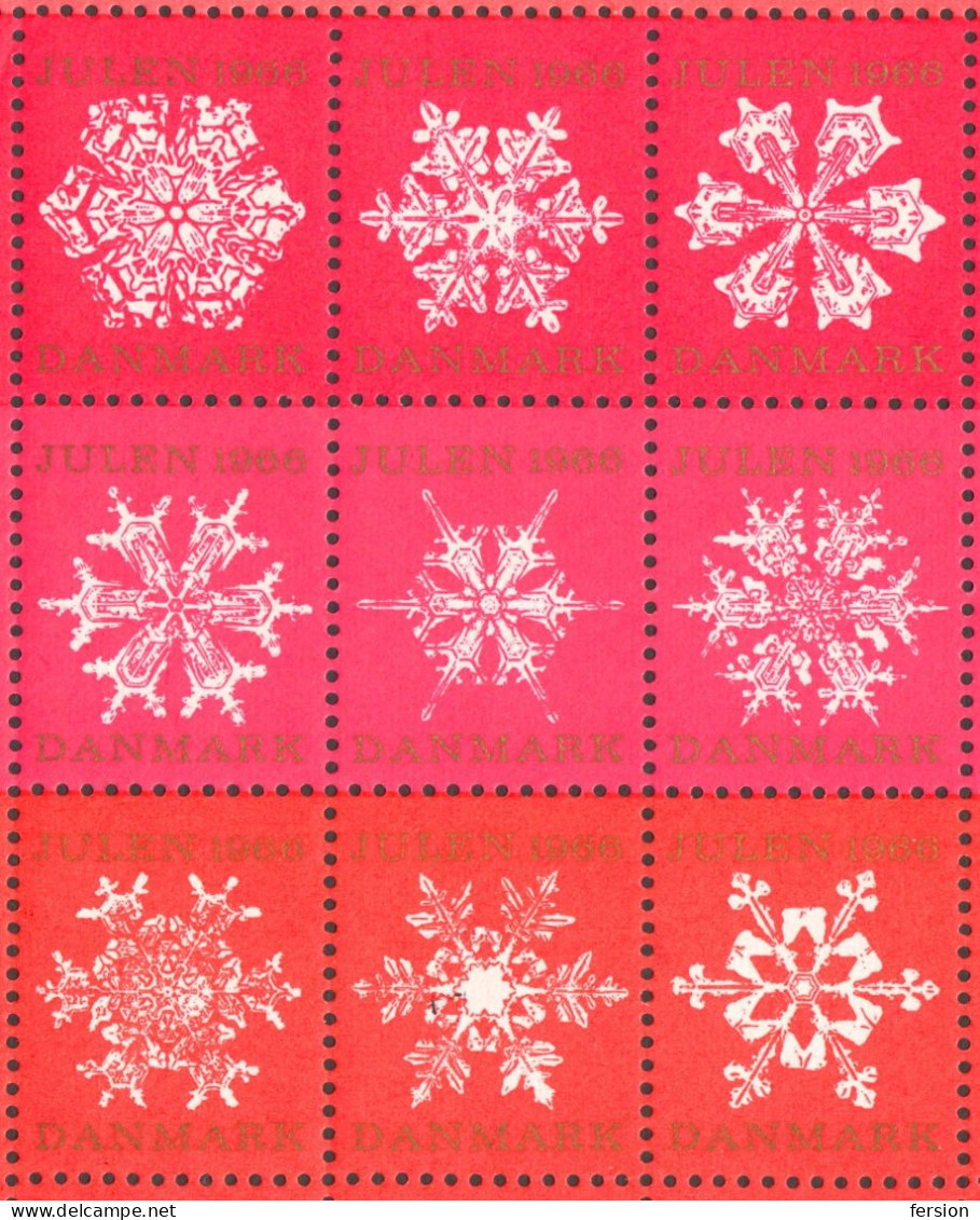 Snowflake Snow - Christmas - JUL - LABEL / CINDERELLA / VIGNETTE - 1966 Denmark Danmark - MNH Sheet - Sonstige & Ohne Zuordnung