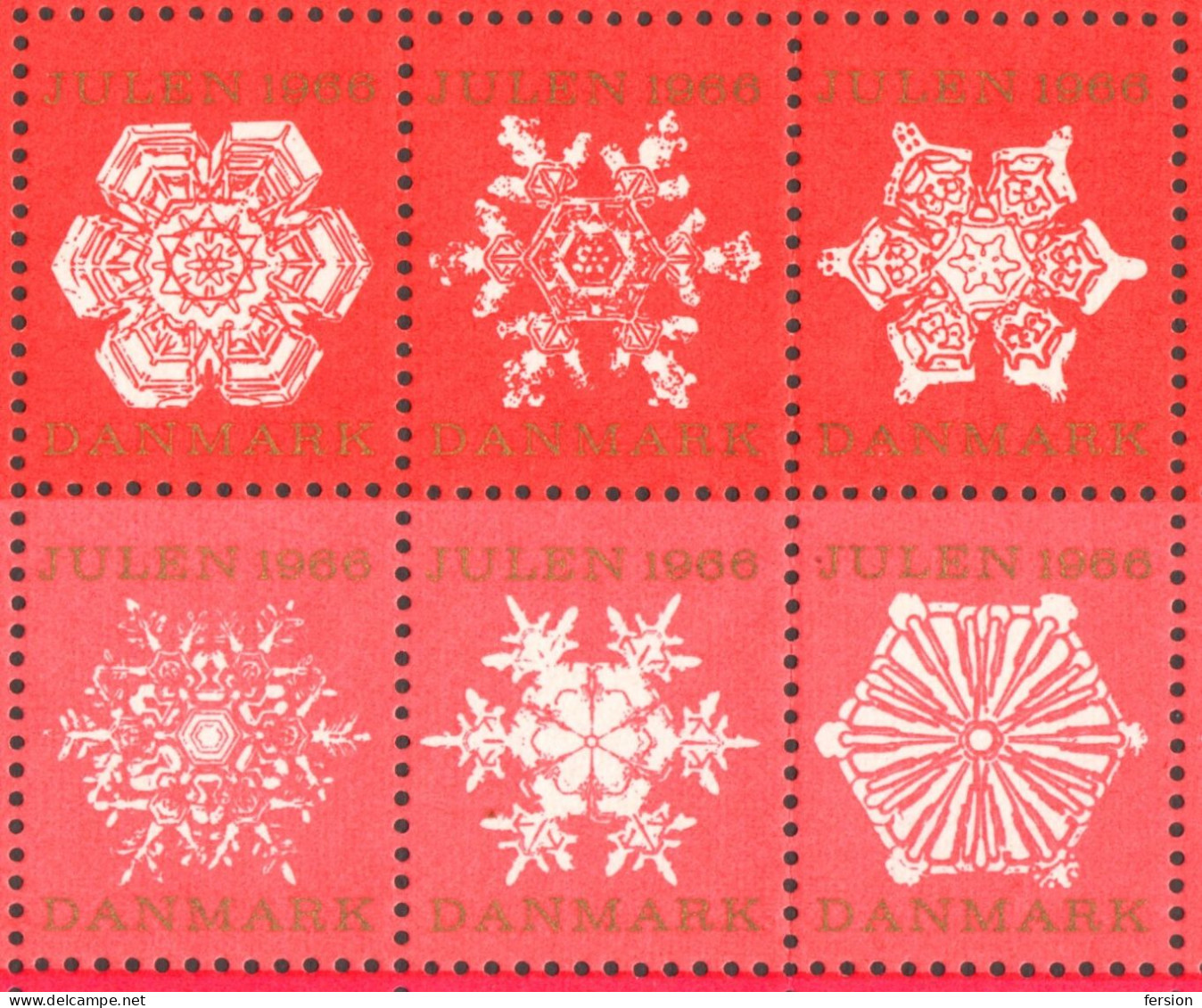 snowflake snow - Christmas - JUL - LABEL / CINDERELLA / VIGNETTE - 1966 Denmark Danmark - MNH sheet