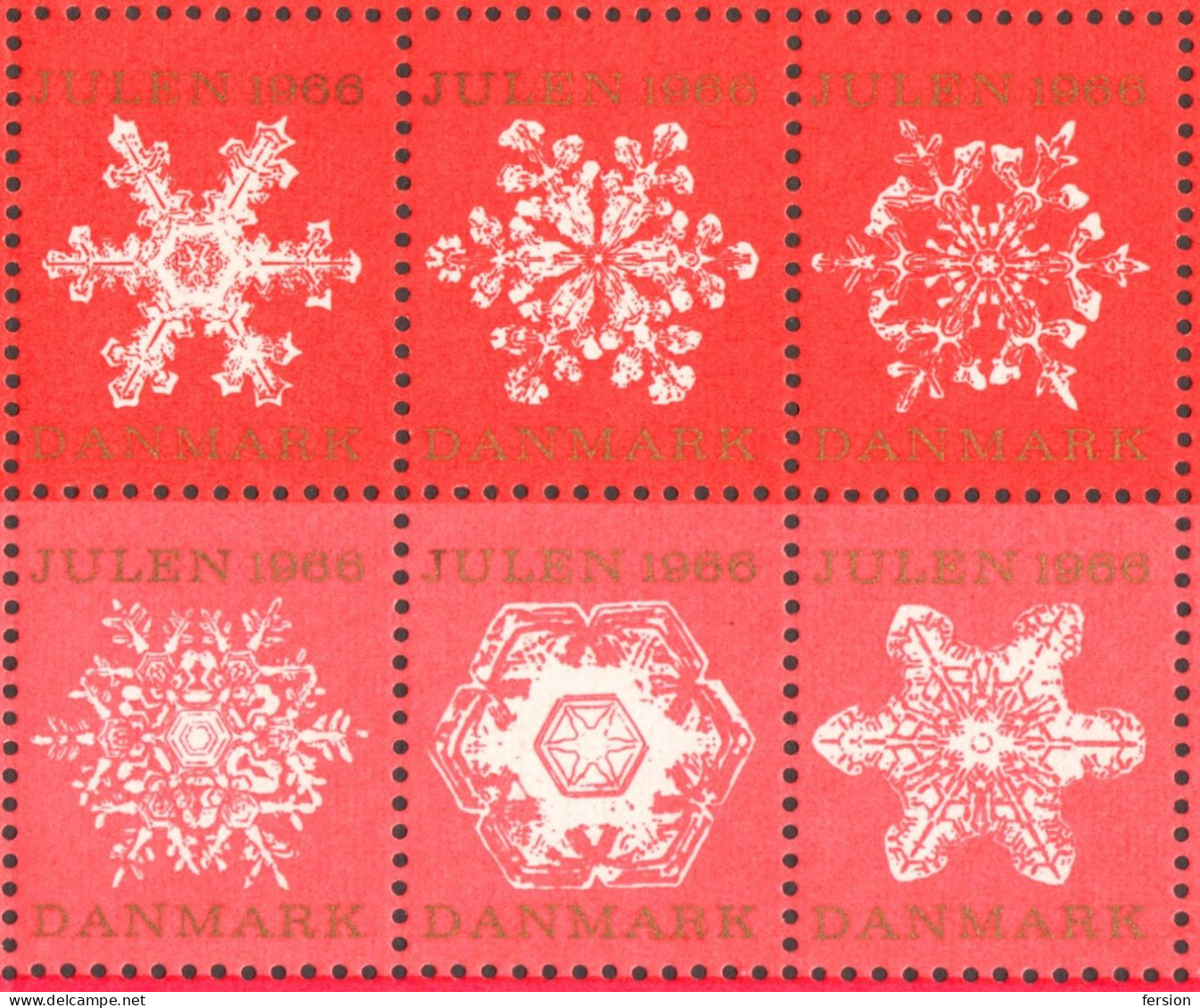 snowflake snow - Christmas - JUL - LABEL / CINDERELLA / VIGNETTE - 1966 Denmark Danmark - MNH sheet