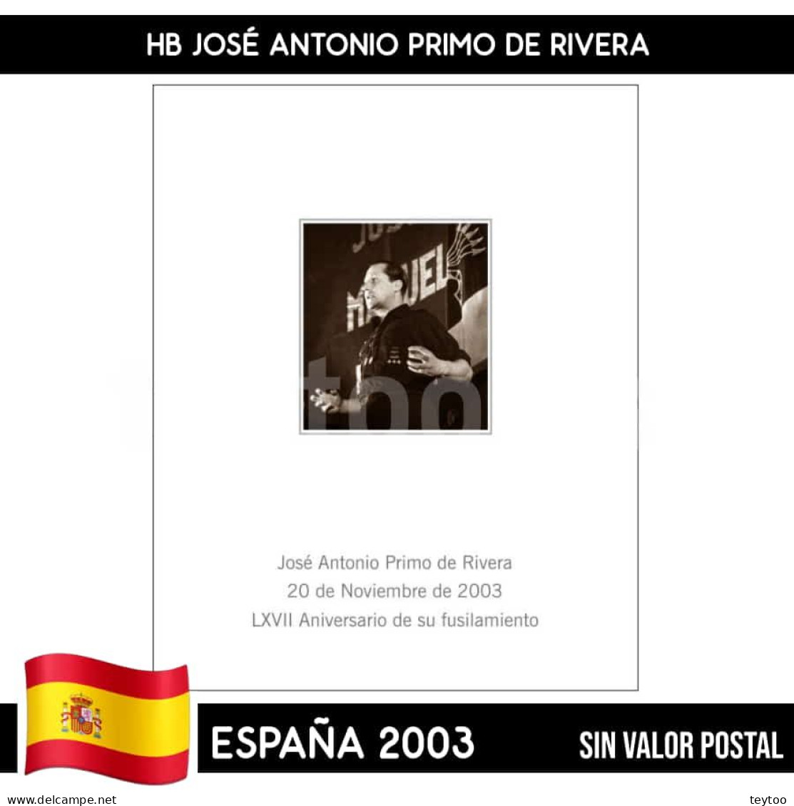 D0266# España 2003, HB José Antonio Primo De Rivera (MNH) CO#FE-2003-06 - Sonstige & Ohne Zuordnung