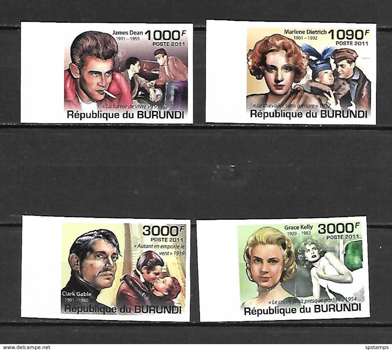 Burundi 2011 Personalities - Movie Actors IMPERFORATE MNH - Nuevos