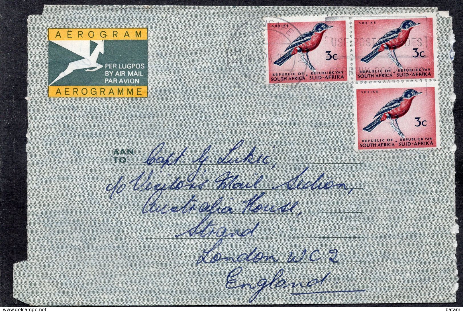 South Africa 1974 - Aerogram - Birds - Cover - Storia Postale
