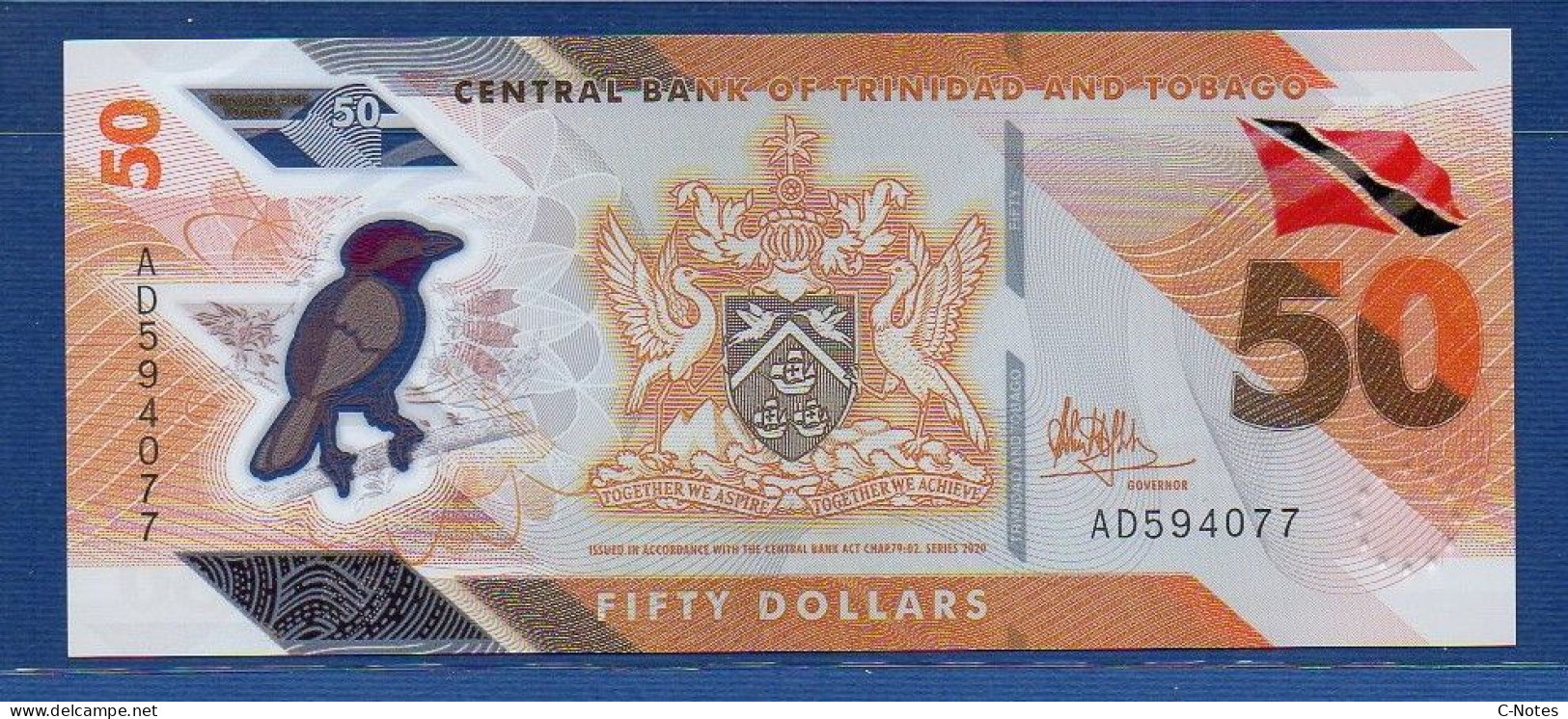 TRINIDAD & TOBAGO - P.W64 – 50 Dollars 2020 UNC, S/n AD594077 - Trinidad & Tobago