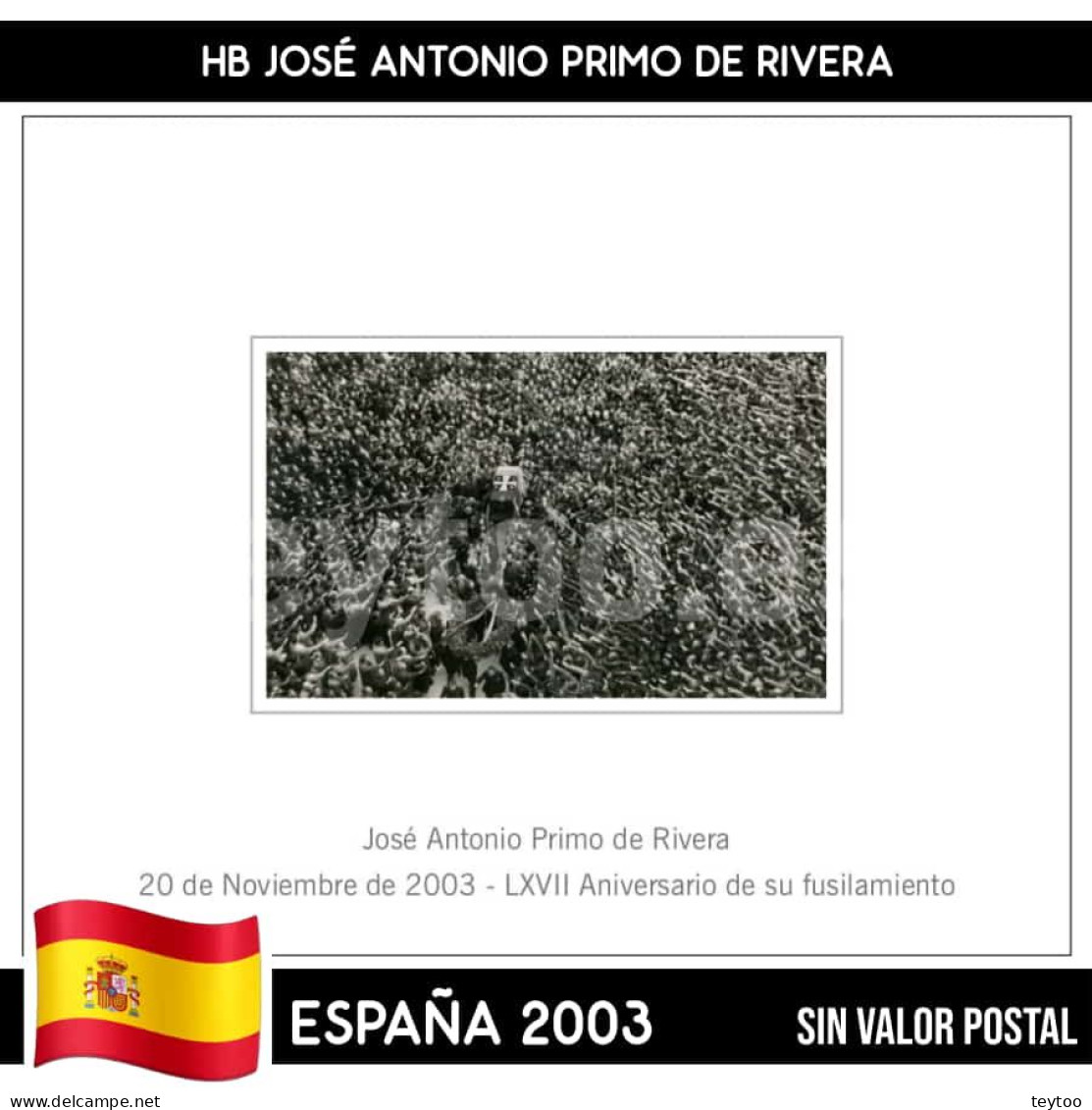 D0267# España 2003, HB José Antonio Primo De Rivera (MNH) CO#FE-2003-09 - Autres & Non Classés
