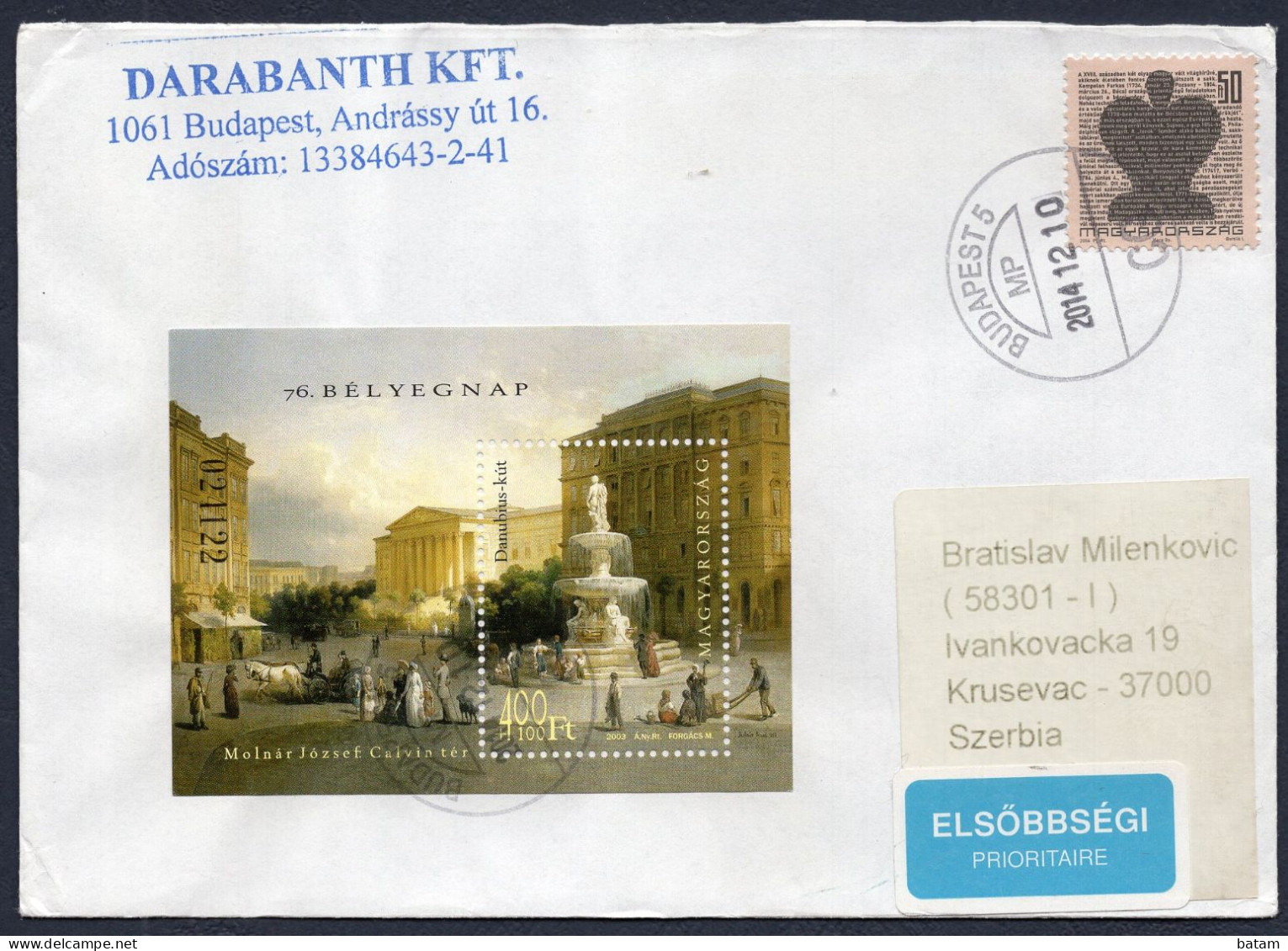 Hungary 2014 - Stamp Day 2003 - Cover - Brieven En Documenten