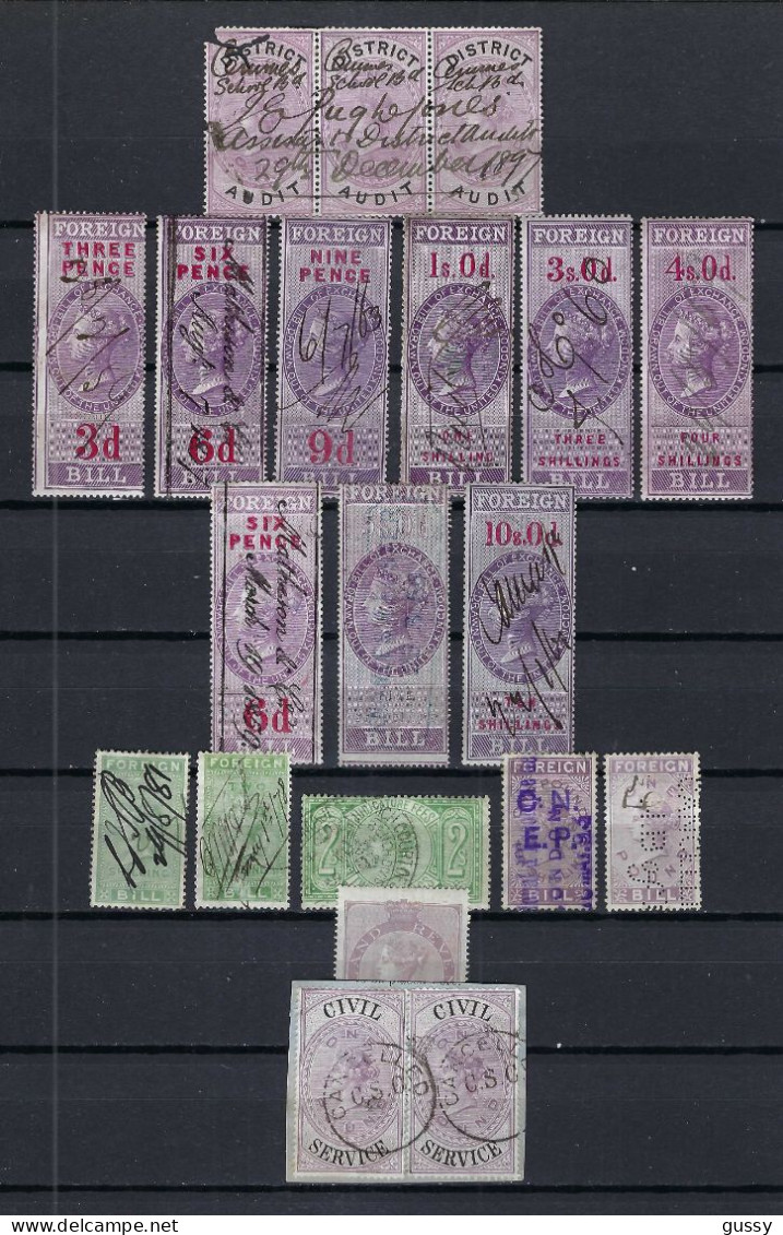 GRANDE BRETAGNE Fiscaux Ca.1850-80:  Lot D' Oblitérés - Revenue Stamps