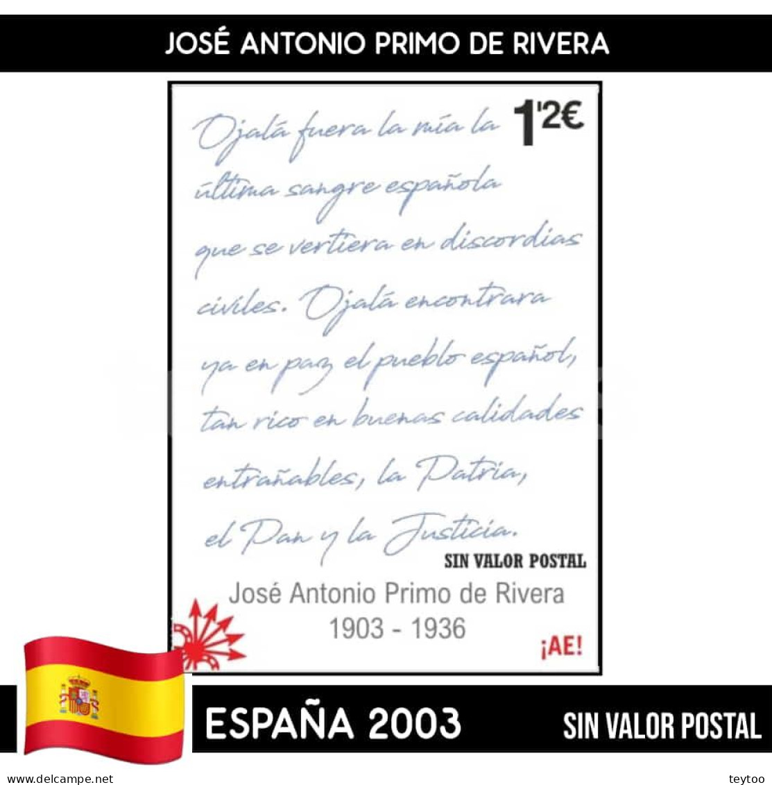 D0268# España 2003. Sello José Antonio Primo De Rivera (MNH) CO#FE-2003-7/1 - Sonstige & Ohne Zuordnung