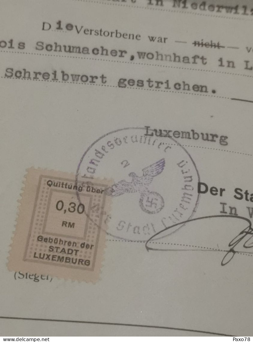 Lettre Luxembourg WW2 Occupation, Avec Timbre 0.30 RM Stadt Luxemburg - 1940-1944 Duitse Bezetting