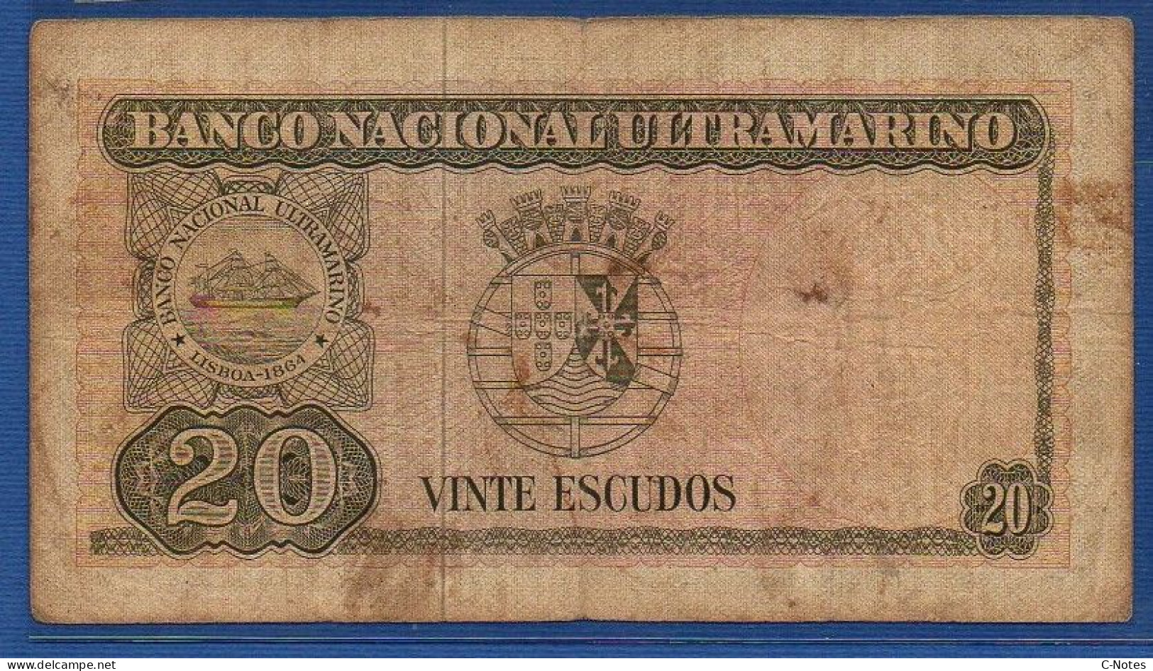 TIMOR - P.26a2 – 20 Escudos  1967 Circulated, S/n 227014 - Timor