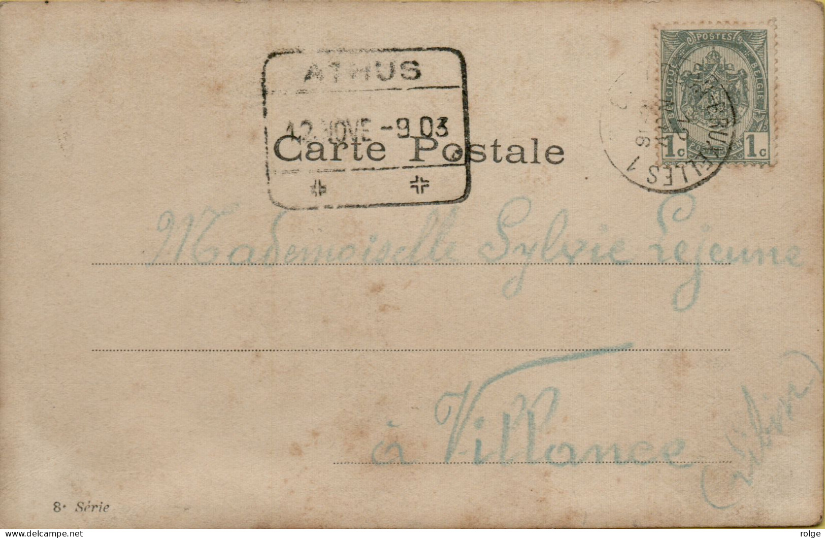 F066   SPOORWEGSTEMPEL GEBRUIKT ALS STATIONSNAAMSTEMPEL    ATHUS 1903 - Documentos & Fragmentos