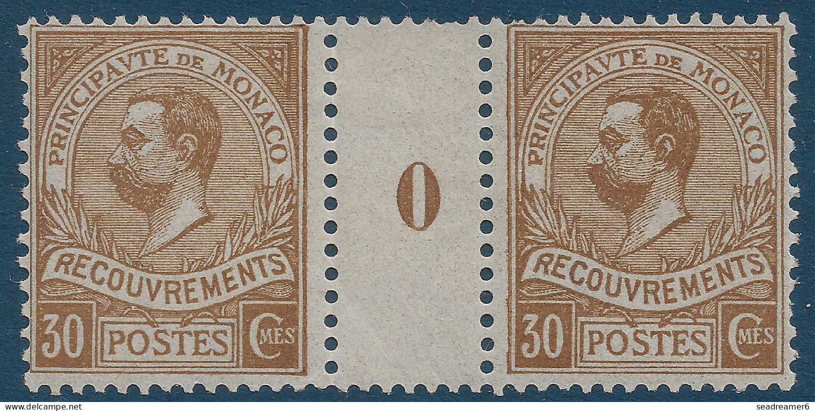 MONACO Timbre TAXE Paire Millésime 0 De 1908 N°10* 30c Bistre L'autre Timbre "Phare " Des Taxes Frais & Rare - Postage Due