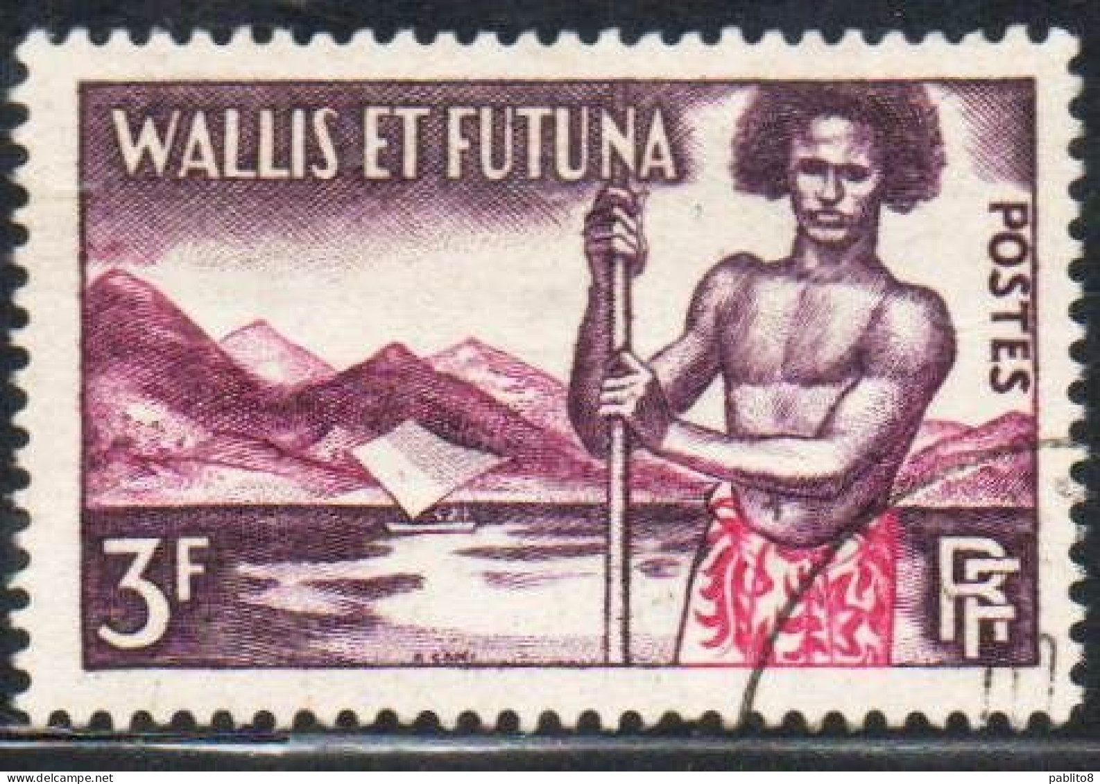 WALLIS AND FUTUNA ISLANDS 1957 ISLANDER 3fr USED USATO OBLITERE' - Usados