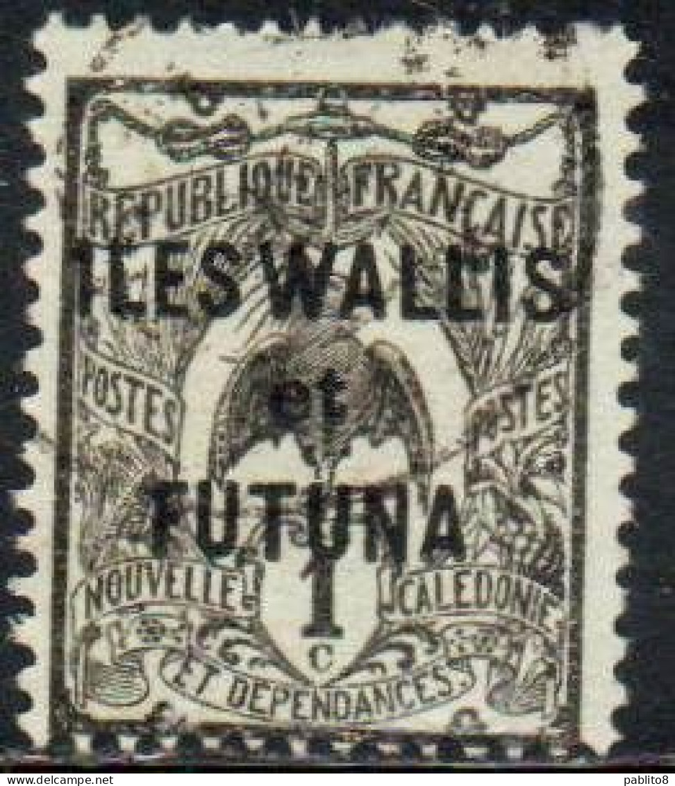 WALLIS AND FUTUNA ISLANDS 1920 1928 KAGU BIRD NEW CALEDONIA OVERPRINTED 1c USED USATO OBLITERE' - Usados