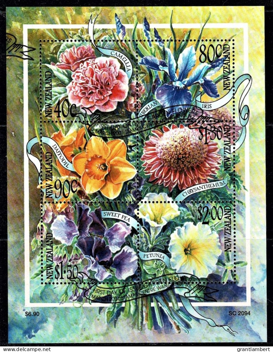 New Zealand 2001 Garden Flowers Minisheet Used - Oblitérés