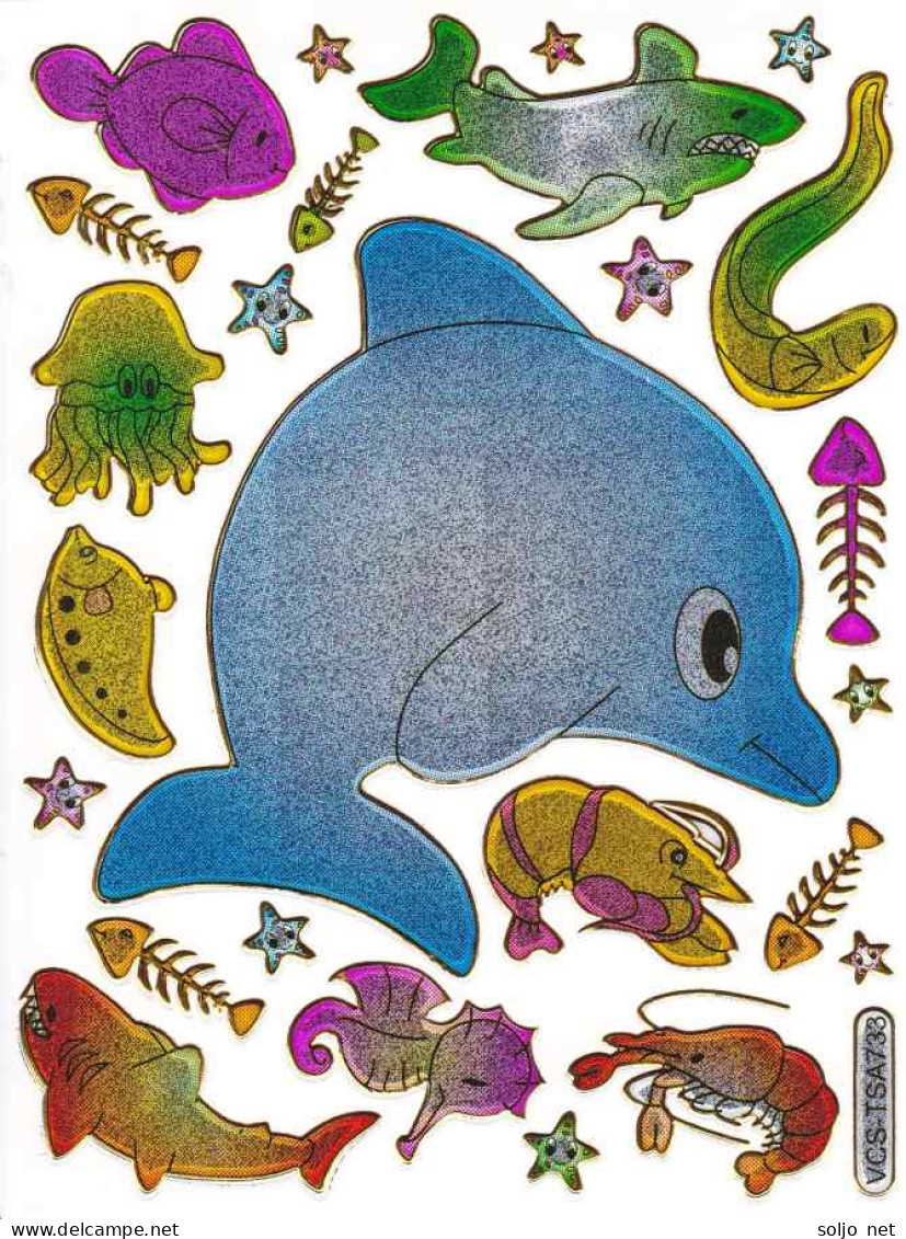 Delfin Fische Fisch Aufkleber Metallic Look / Fish Tank Sticker 13x10 Cm ST466 - Scrapbooking