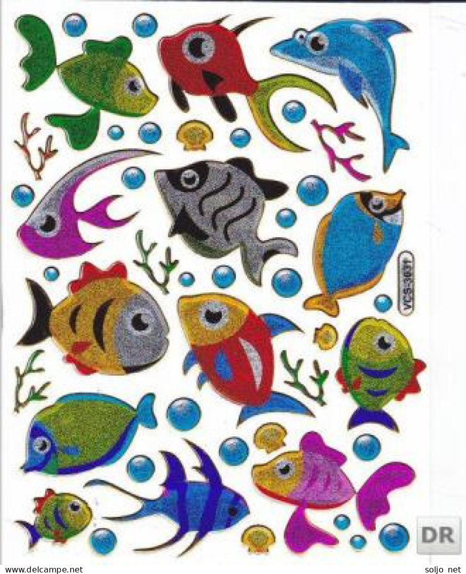 Fische Fisch Aufkleber Metallic Look / Fish Tank Sticker 13x10 Cm ST161 - Scrapbooking