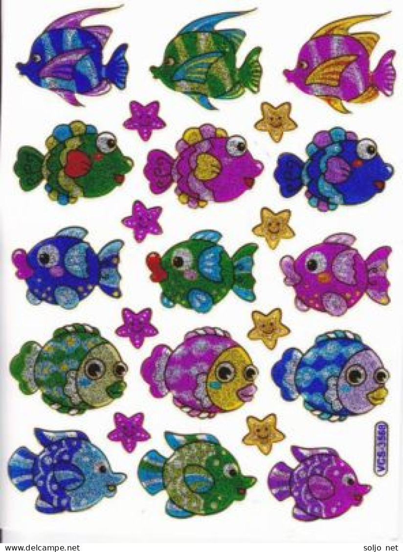Fische Fisch Aufkleber Metallic Look / Fish Tank Sticker 13x10 Cm ST235 - Scrapbooking