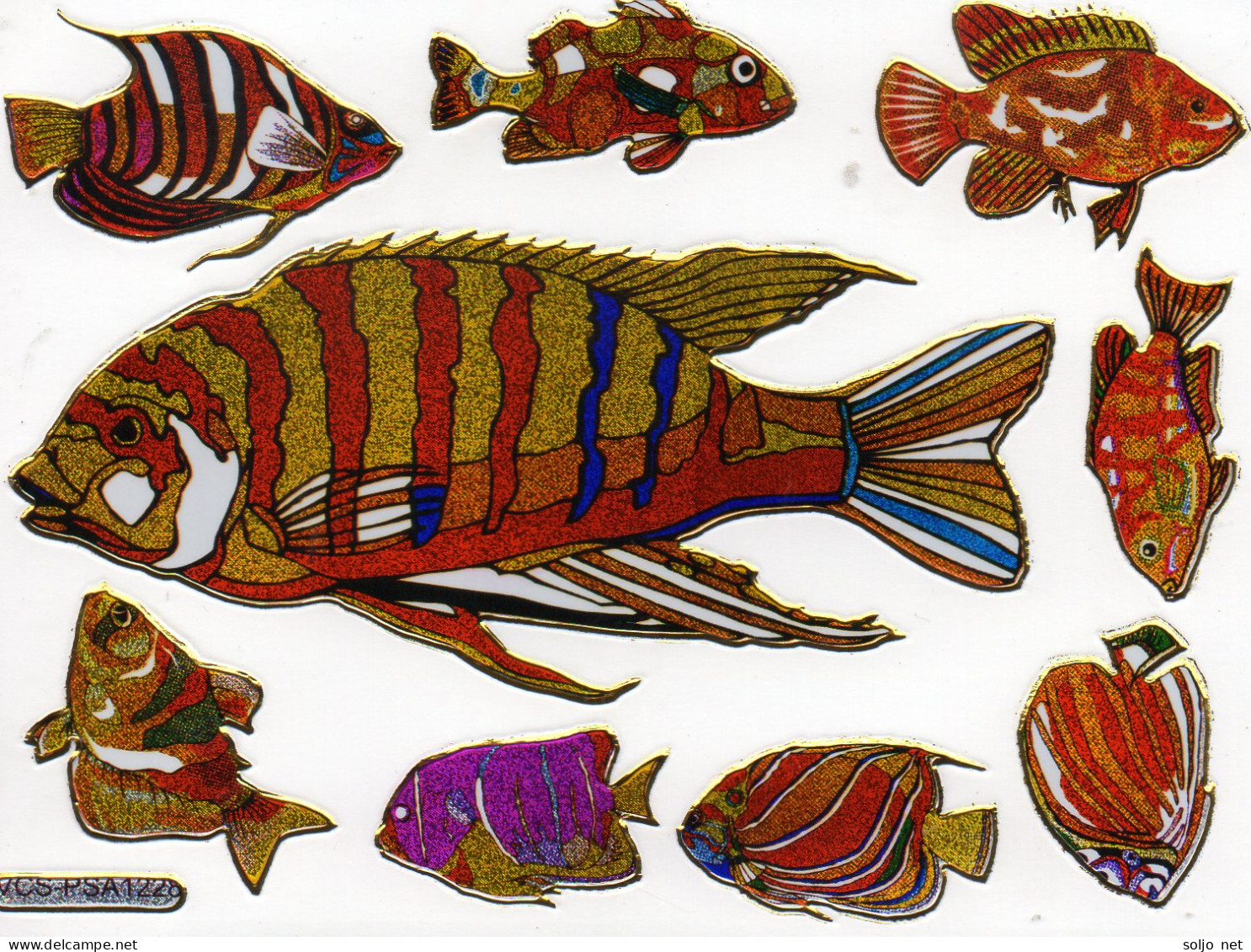 Fische Fisch Aufkleber Metallic Look / Fish Tank Sticker 13x10 Cm ST355 - Scrapbooking