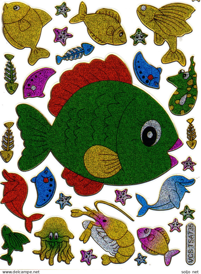 Fische Fisch Aufkleber Metallic Look / Fish Tank Sticker 13x10 Cm ST373 - Scrapbooking