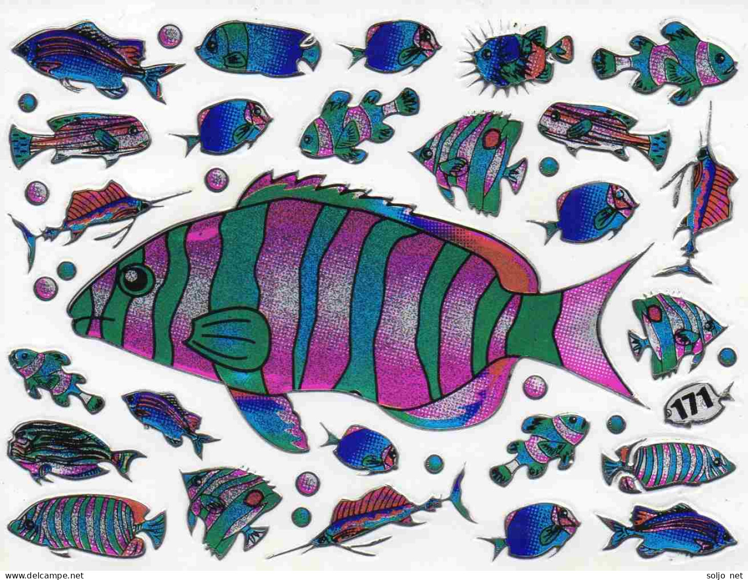 Fische Fisch Aufkleber Metallic Look / Fish Tank Sticker 13x10 Cm ST477 - Scrapbooking