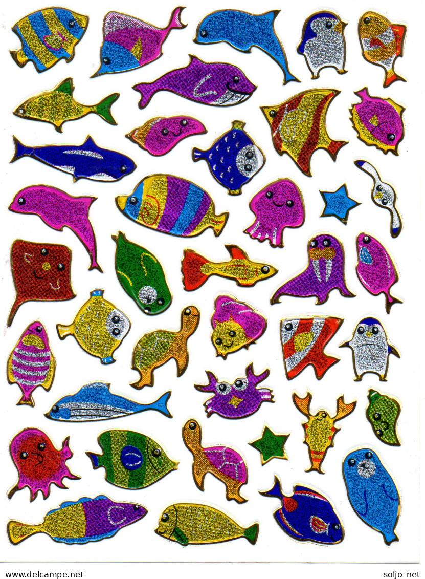 Fische Fisch Aufkleber Metallic Look / Fish Tank Sticker 13x10 Cm ST525 - Scrapbooking