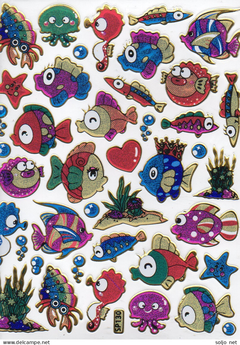 Fische Fisch Aufkleber Metallic Look / Fish Tank Sticker 13x10 Cm ST562 - Scrapbooking