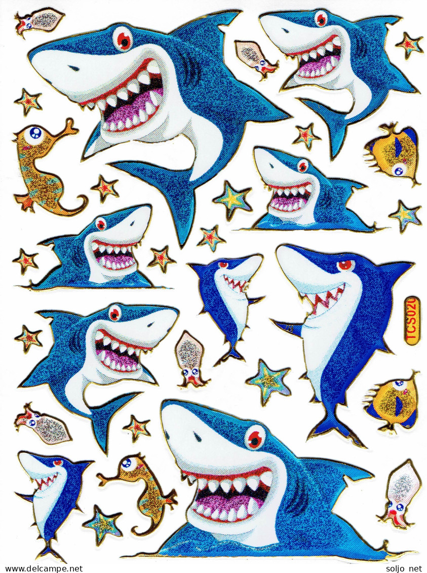Hai Fische Fisch Aufkleber Metallic Look / Fish Tank Sticker 13x10 Cm ST457 - Scrapbooking