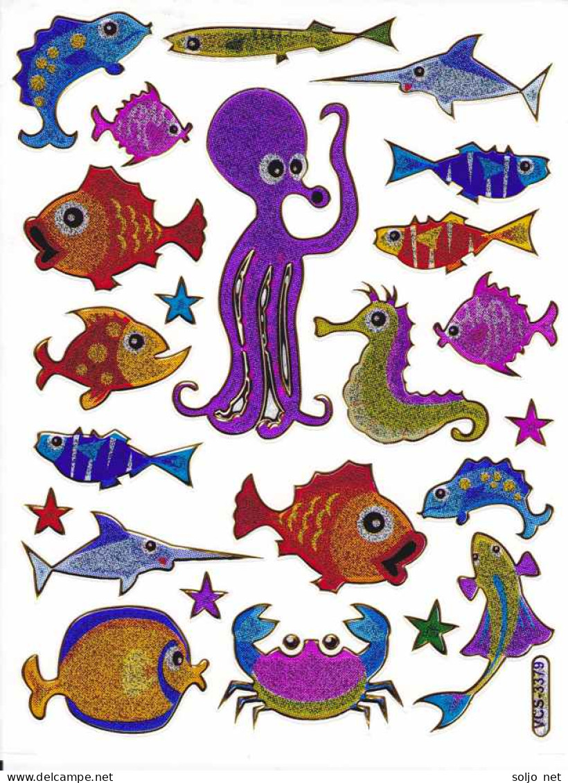 Oktopus Fische Fisch Aufkleber Metallic Look / Fish Tank Sticker 13x10 Cm ST350 - Scrapbooking