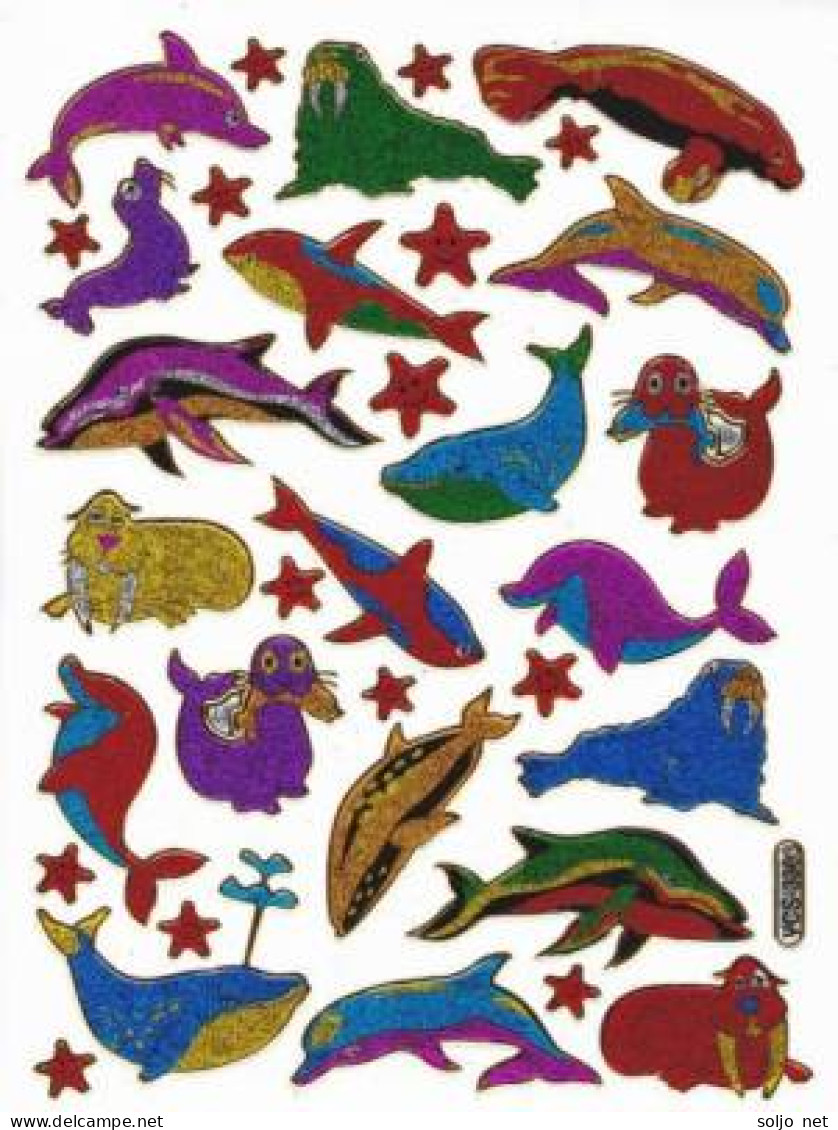 Wal Delfin Fische Fisch Aufkleber Metallic Look / Fish Tank Sticker 13x10 Cm ST315 - Scrapbooking