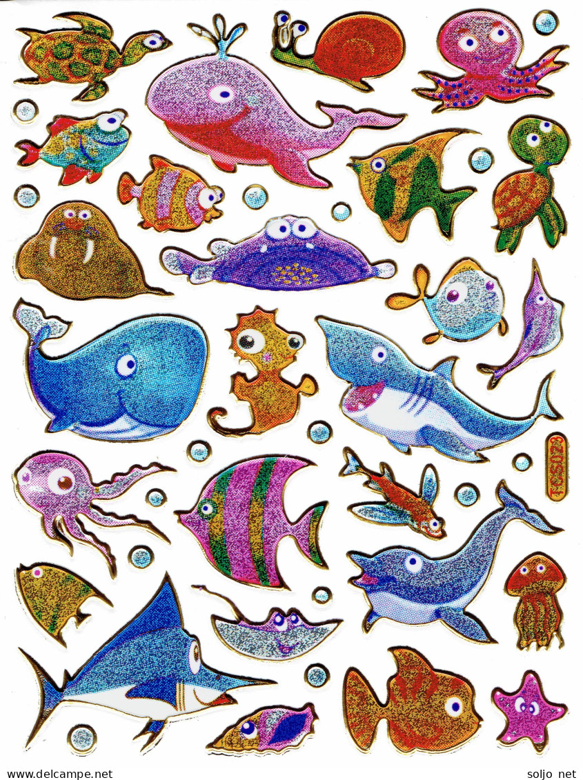 Wal Hai Fische Fisch Aufkleber Metallic Look / Fish Tank Sticker 13x10 Cm ST368 - Scrapbooking