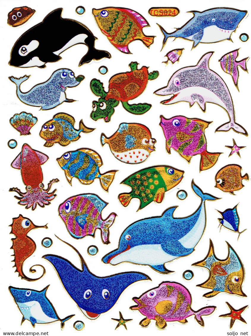 Wal Rochen Fische Fisch Aufkleber Metallic Look / Fish Tank Sticker 13x10 Cm ST269 - Scrapbooking