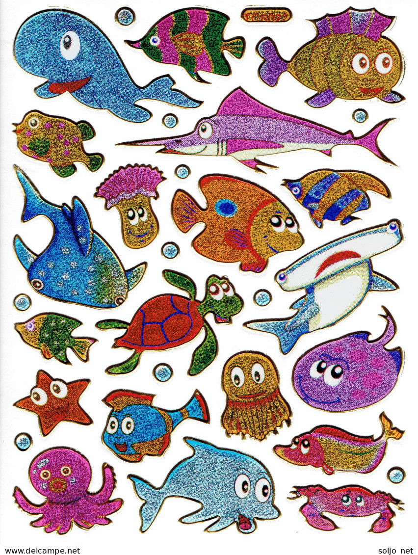 Wal Rochen Fische Fisch Aufkleber Metallic Look / Fish Tank Sticker 13x10 Cm ST281 - Scrapbooking