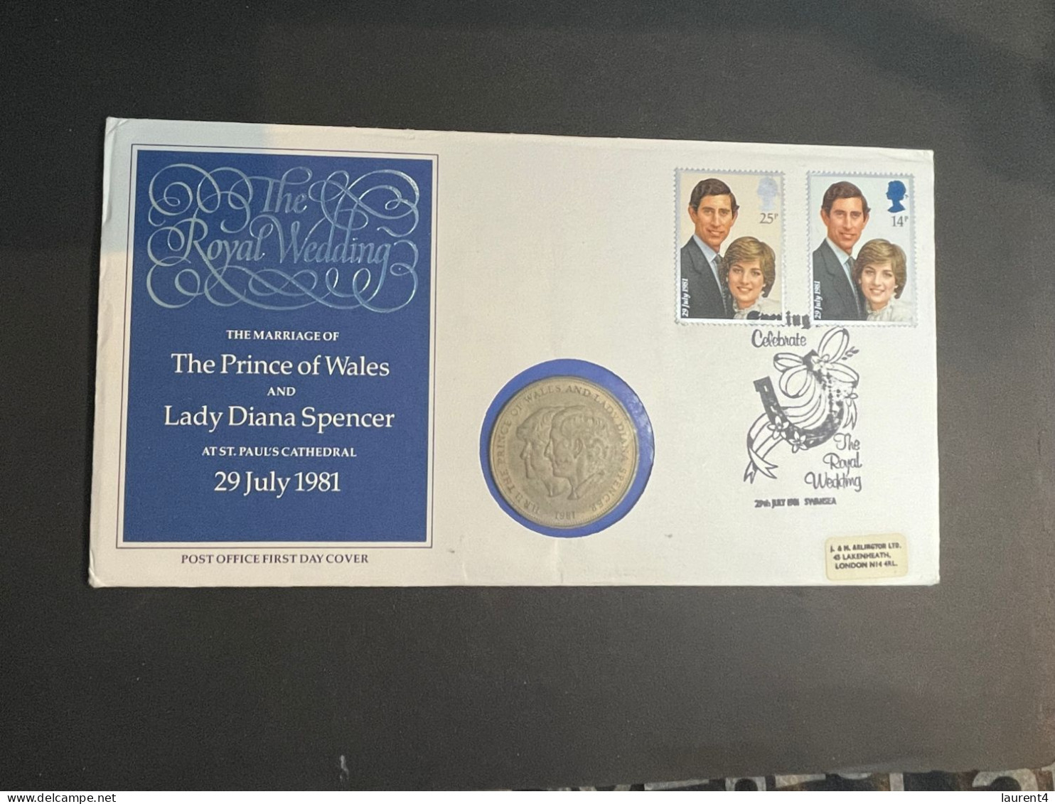 (2 R 34) United Kingdom Coin On Cover - Commemorating The Royal Wedding 1981 - Prince Charles & Lady Diana Spencer - Other & Unclassified