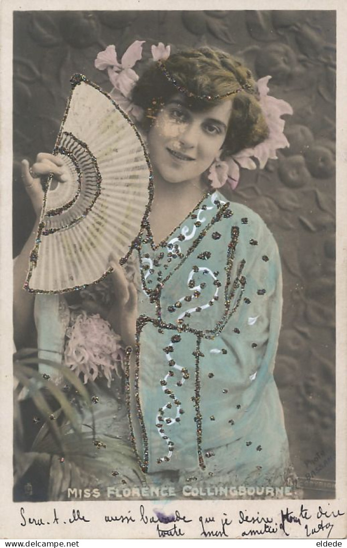 Edwardian Actress Miss Florence Collingbourne Hand Colored With Sequins Died Bognor Regis  Edit Tuck Serie 271 - Bognor Regis