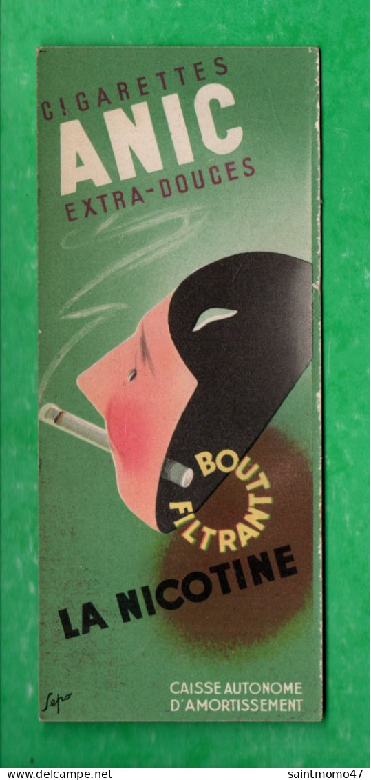 MARQUE-PAGE. CIGARETTES " ANIC ". BOUT FILTRANT LA NICOTINE. ALLUMETTES " CASQUE D'OR " . FABIEN FABIANO - Réf. N°41 E - - Marque-Pages